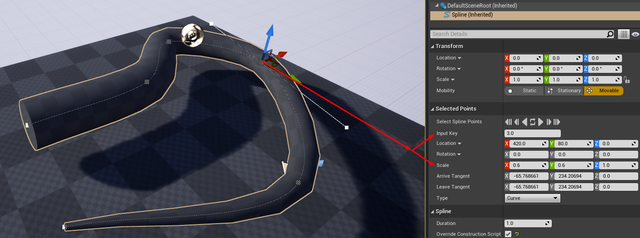 Spline Component Points Scaling Spline Mesh Comps Unreal Engine Code