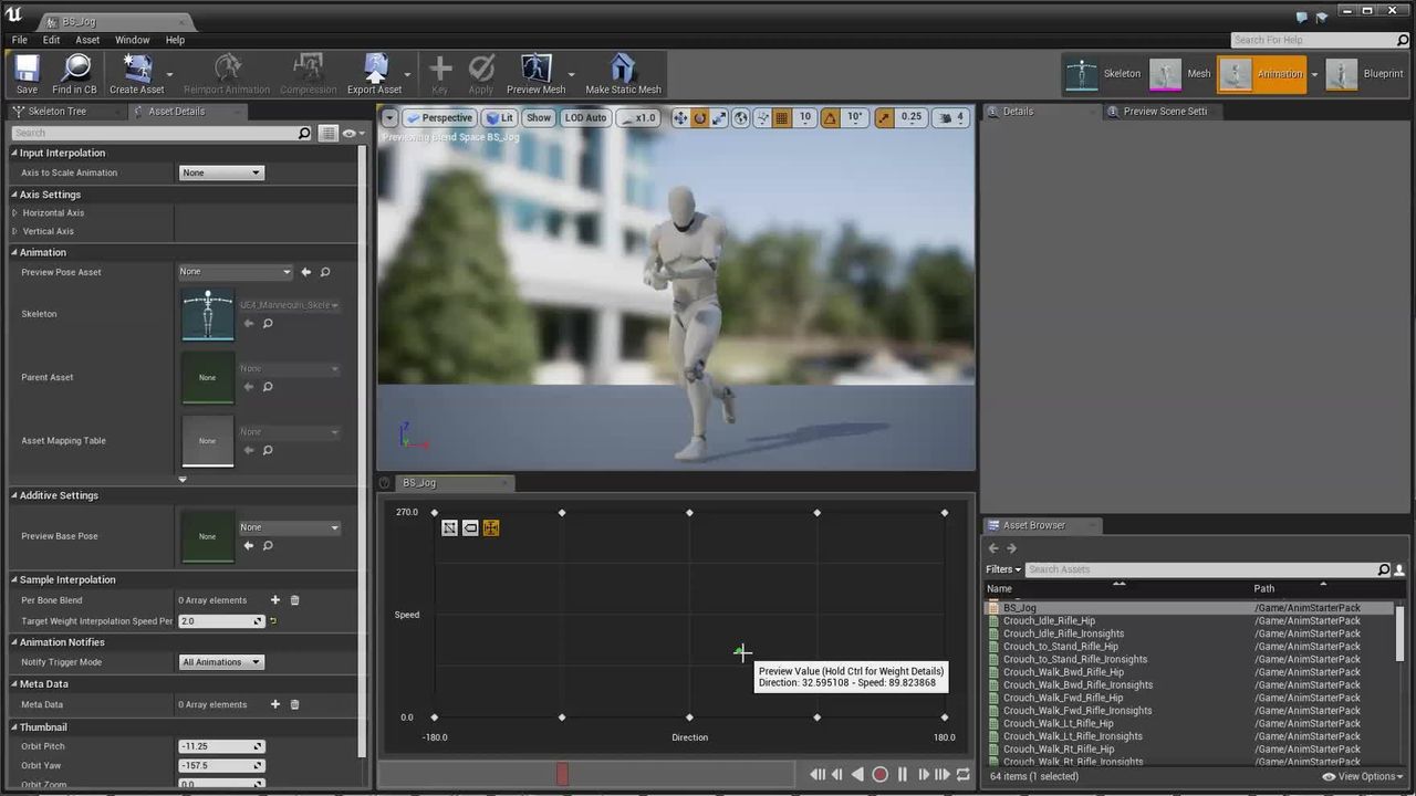 Editing Blend Spaces  Unreal Engine 4.27 Documentation